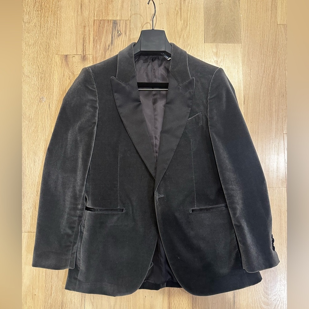 Tuxedo Bundle: Suitsupply Grey Velvet Tuxedo Jacket + Bonobos Slim Tuxedo Pants